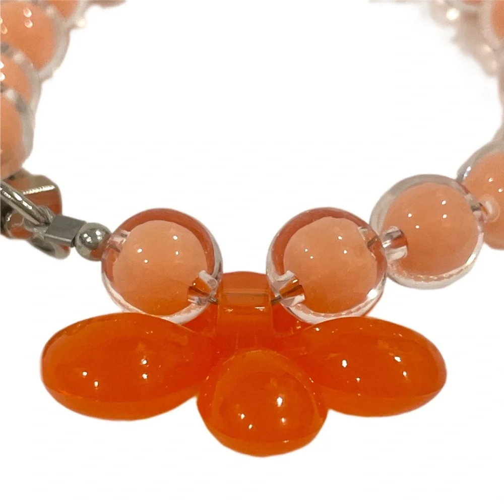 🎁 Kawaii Orange Flower Mobile Phone Wrist Lanyard Solid Makaron Beaded Chain